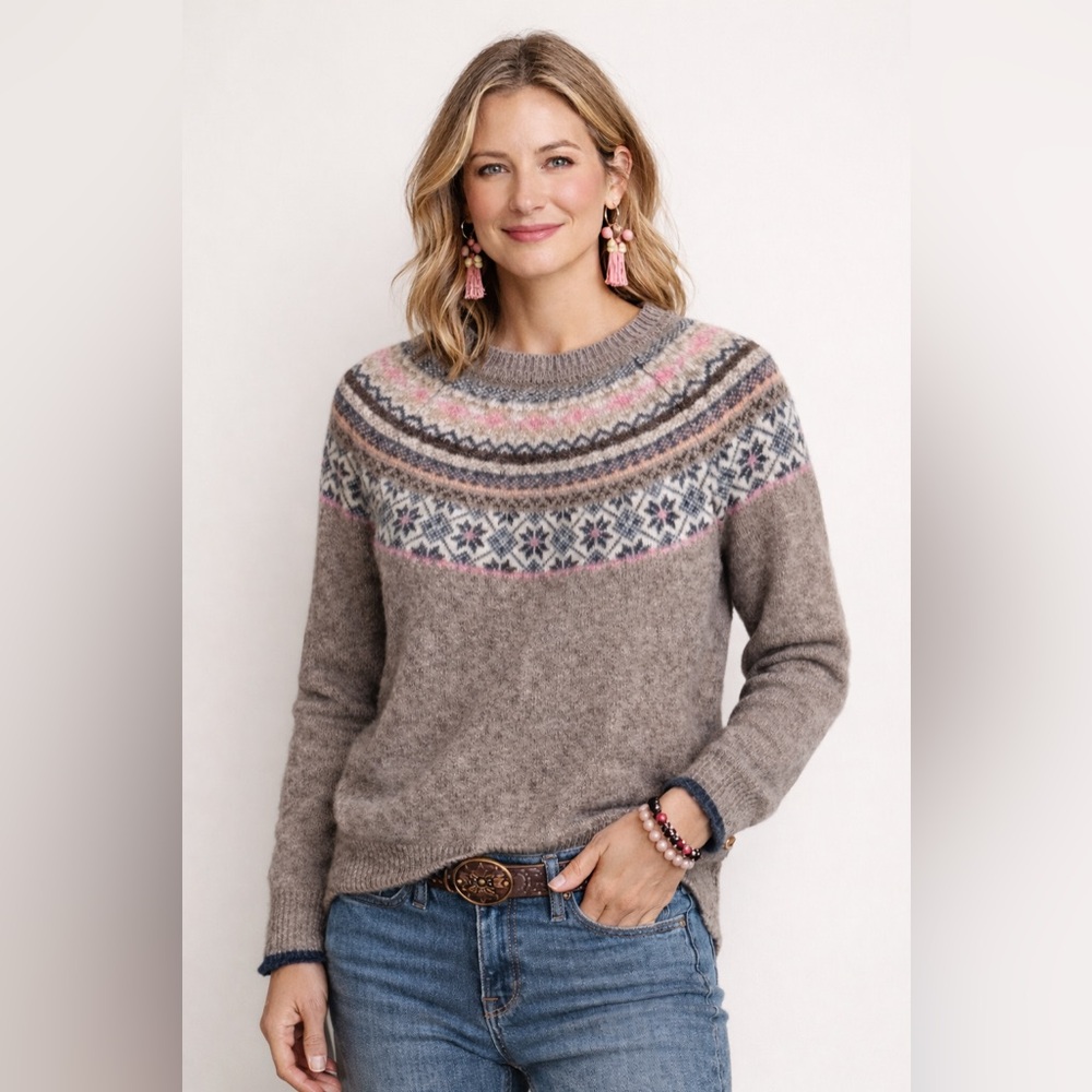 Tabitha Webb Nordic Fair Isle Lambswool Blend Sweater Size L Anthropologie Style